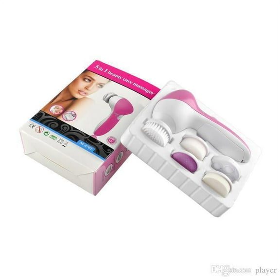 Simyoung Beauty Care Massager 5 In 1 Portable Multi-Function Skin Care Electric Facial Massager for Cleansing,Exfoliating and Massaging Pink