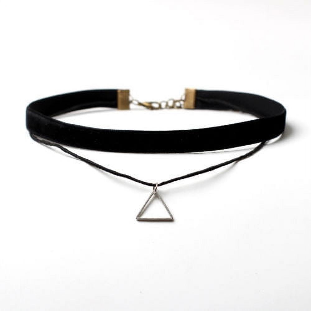 JczR.Y Black Velvet Choker Necklace for Women Layered Leather Necklace  Geometric Square Triangle Circle Pendant Necklace Fashion Jewelry