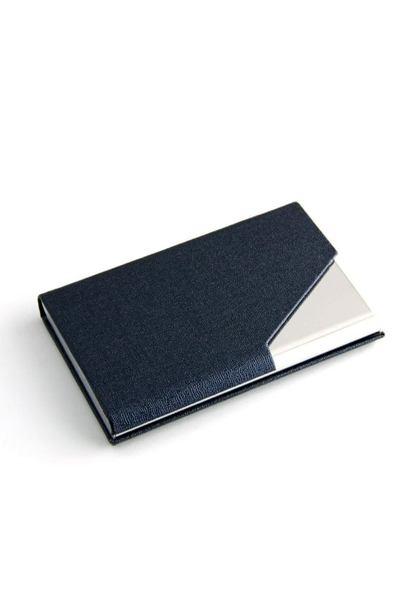 Business Name Card Case - PU Leather & Stainless Steel Multi Card Case Holder Wallet Credit Card ID Case/Holder for Men & Women - Blue