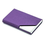 Simyoung Business Name Card Case - PU Leather & Stainless Steel Multi Card Case Holder Wallet Credit Card ID Case/Holder for Men & Women - Purple