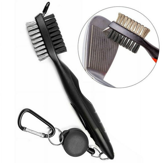Simyoung Golf Cleaning Tool, 2-Sided Retractable Brush, Black