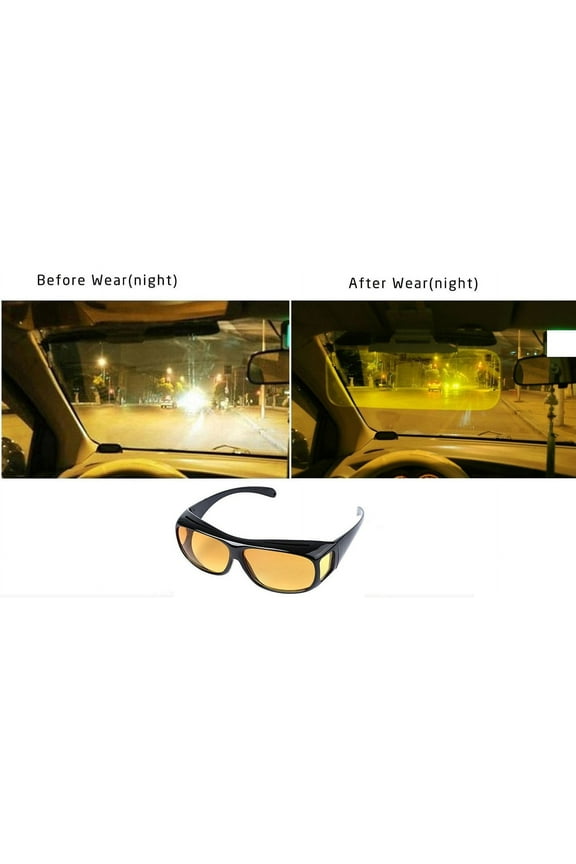 HD Night Vision Wrap Around Glasses As Seen on TV Nighttime Driving Rain or Snow Glasses Anti Glare Polarized for Men Women