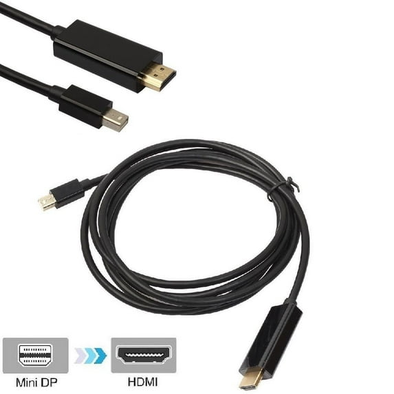 Simyoung Mini DisplayPort to HDMI Cable Mini DP to HDMI DP 6 Feet Thunderbolt Port Compatible MacBook Air/Pro, Microsoft Surface Pro/Dock, Monitor Project Video Black