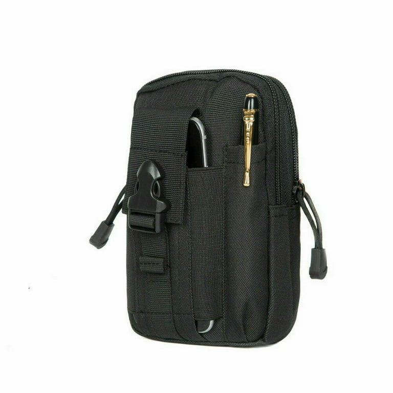 Simyoung Multi Purpose Men Tactical Tool Pouch Camo Bag Military Nylon Utility Tactical Waist Pack Camping Hiking Pouch Black