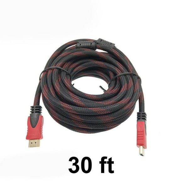 Simyoung Premium 30ft Feet RED MESH HDMI CABLE 1.4 BLURAY 3D HDTV XBOX LCD HD TV 1080P