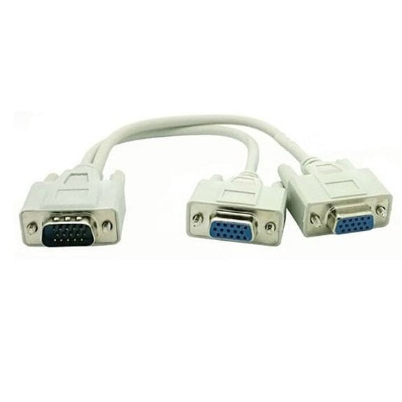 Simyoung VGA SVGA 1 PC TO 2 MONITOR Male to 2 Dual Female Y Adapter Splitter Cable 15 PIN