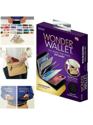 C. Wonder Women's Adult Quilted Zip-Pouch Card Case with Key Fob in Gift  Box Black 