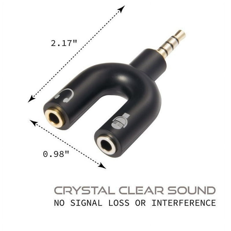Simyoung Y Splitter Adapter 3.5mm Stereo Audio Jack Earphone Headphone 2  Way U Splitter Adapter Headphone/Mic U Splitter Cable