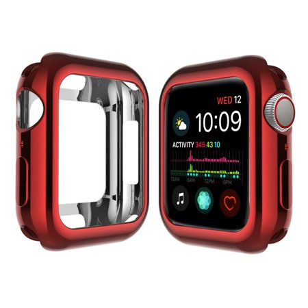 Simyoung iWatch Case 44mm Series 4 Screen Protector for Apple Watch All Around Protective Case High Definition Clear Ultra-Thin Cover - Red