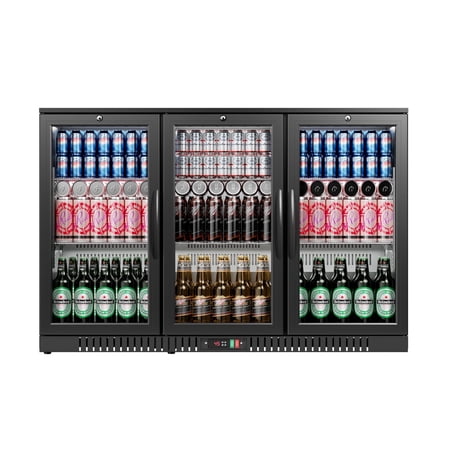 Simzlife 11.4 Cu.Ft Back Bar Cooler With 3 Glass Doors, 53" Counter Height Beverage Refrigerator with LED Lighting, Commercial Display Bar Fridge for Beer,Soda Drinks,Wine, Black