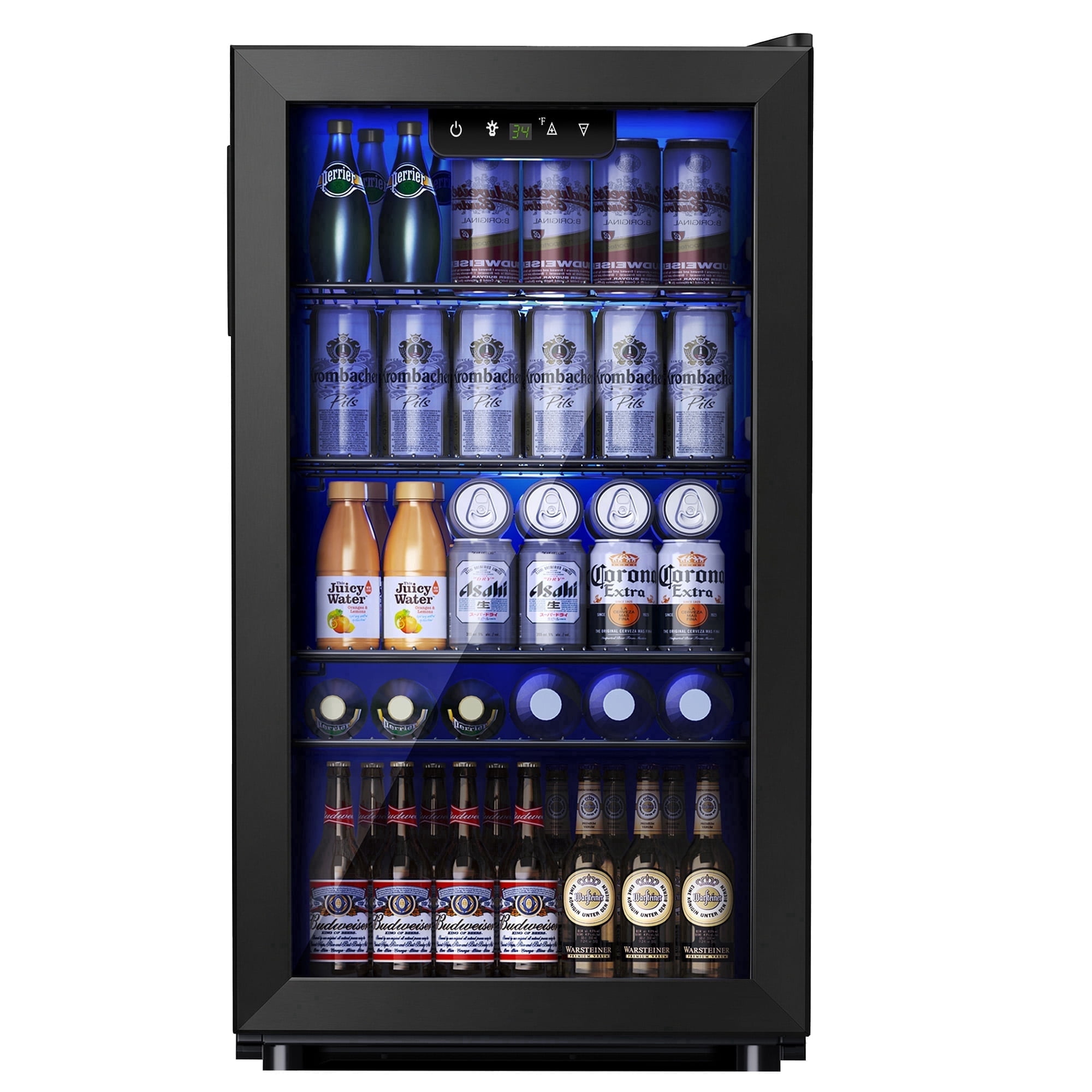 Simzlife 130 Can Beverage Refrigerator and Cooler with Glass Door