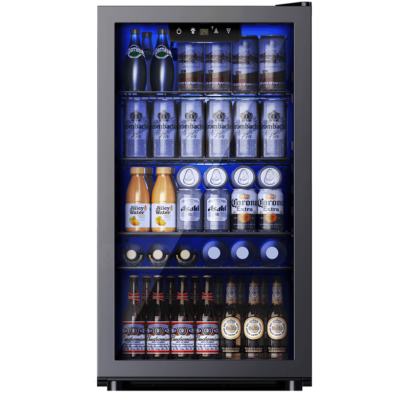 Simzlife 130 Can Beverage Refrigerator and Cooler with Glass Door