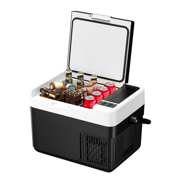 Simzlife 12V Car Refrigerator - 12QT Electric Cooler with Handle, DC/AC, -4℉~68℉, RV Freezer Fridge for RV/Camping/Travel/Truck/Home, Black