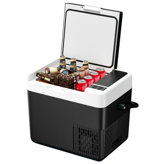 Simzlife 12V Portable Car Refrigerator - 19QT(18L), -4℉~68℉, 12/24V DC & 110-240V AC, Mini Fridge for RV/Camping/Travel/Truck/Home, Black