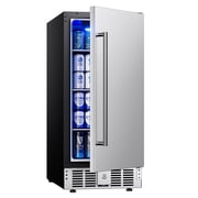 Simzlife 3.2 Cu.ft Beverage Refrigerator,130 Cans Under Counter Drink Fridge,Auto LED Lights,Silver Stainless Steel
