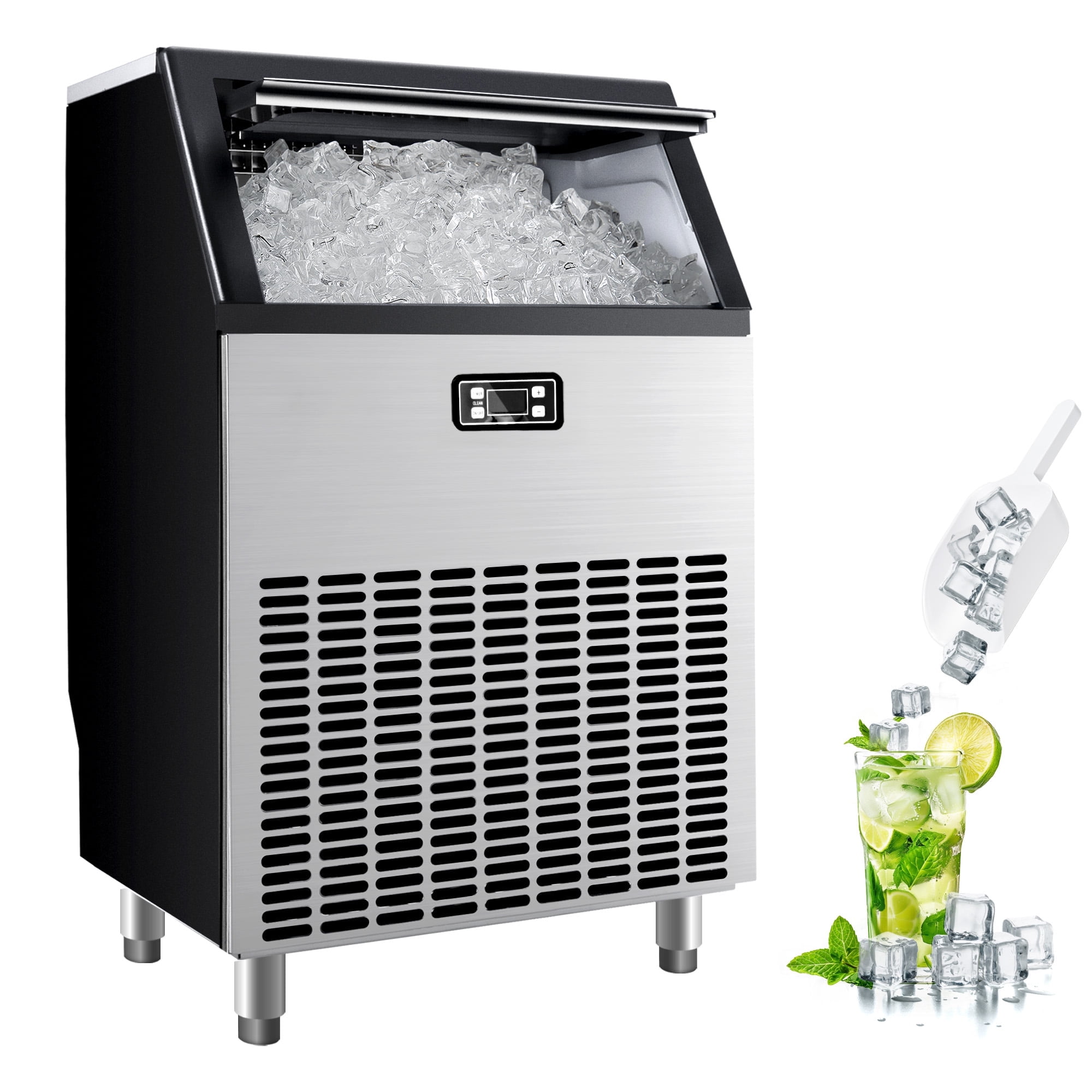 Simzlife 200lbs/24H Commercial Ice Maker Machine, Stainless Steel Under Counter ice Machine,Under Counter ice Machine with 50lbs Ice Storage Capacity, Perfect for...