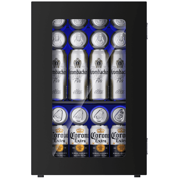 Simzlife 24 Can Mini Beverage Fridge,Wine Cooler & Beverage Refrigerator with Glass Door, Wine Fridge for Home/Office/Bar,Black