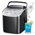 thumbnail interactive-video image 1 of Simzlife 26 lbs/24H Countertop Ice Maker Machine, 9 Bullet-Shaped Ice in 6 Min, Auto-Cleaning Portable Ice Maker for Kitchen, Home, Office, RV, Black, 1 of 12