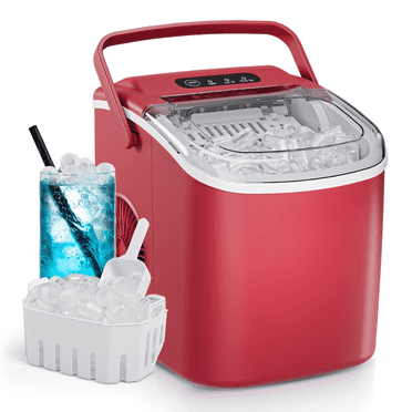 Simzlife 26 lbs/24H Countertop Ice Maker Machine,One-Button Operation,9 Bullet-Shaped Ice in 6 Min, Auto-Cleaning