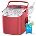 thumbnail image 1 of Simzlife Portable Ice Maker Countertop, 26 lbs/24H, 9 Bullet-Shaped Ice in 6 Min, Self-Cleaning Portable Ice Maker for Kitchen, Home, Office, RV, Red, 1 of 11