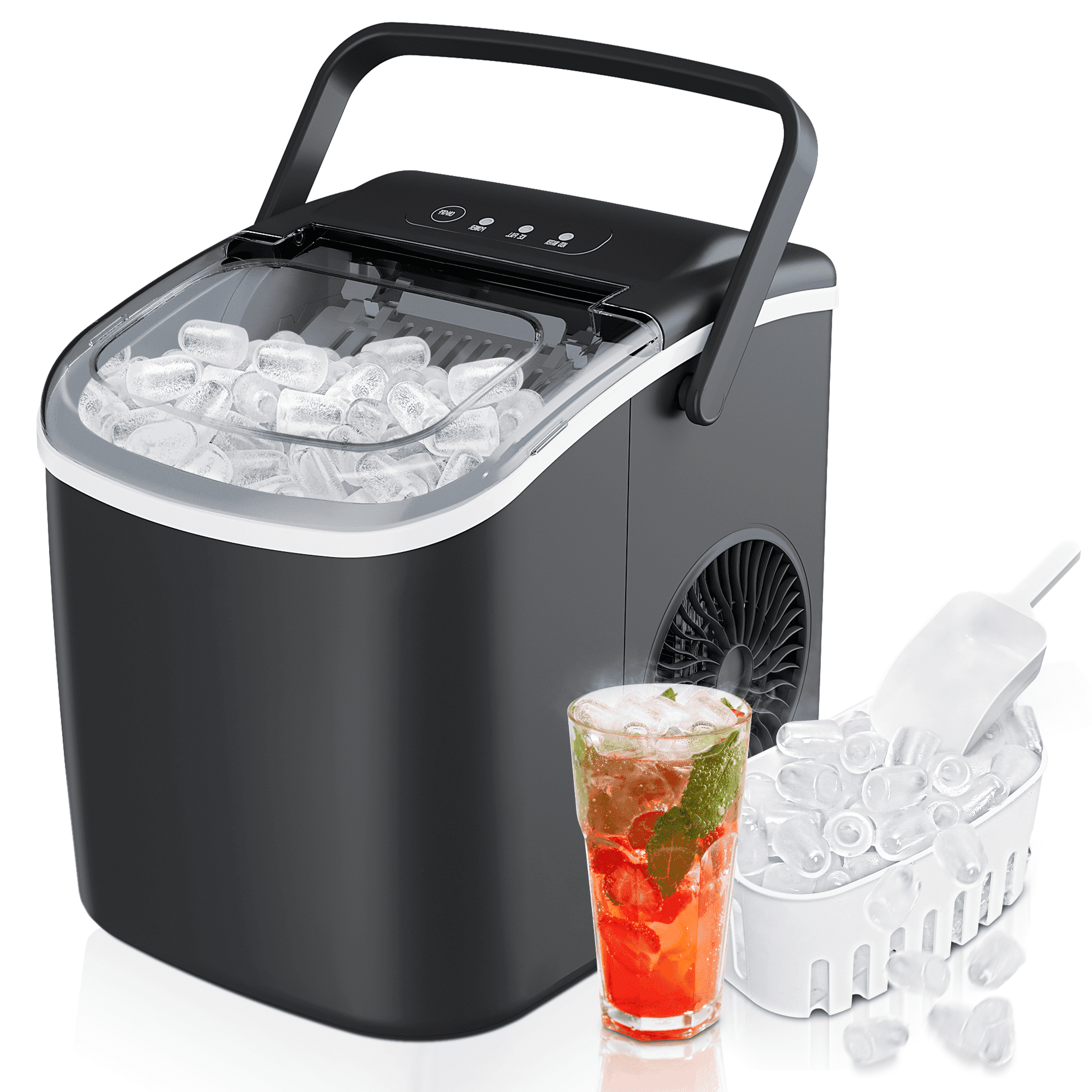 Simzlife Compact Black Countertop Bullet Ice Maker with Auto-Cleaning Function