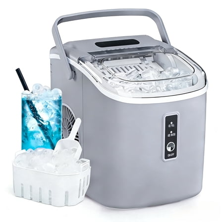 Simzlife 26 lbs/24H Countertop Ice Maker Machine, 9 Bullet-Shaped Ice in 6 Min, Auto-Cleaning