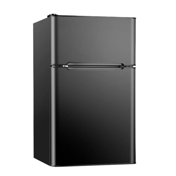 Simzlife 3.2 Cu ft Two Door Mini Refrigerator with Freezer, Compact Small Fridge Adjustable Removable Shelves, Black