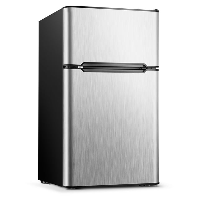 Simzlife EnergyEfficient Mini Fridge with Freezer, 3.2 Cu ft, Silver