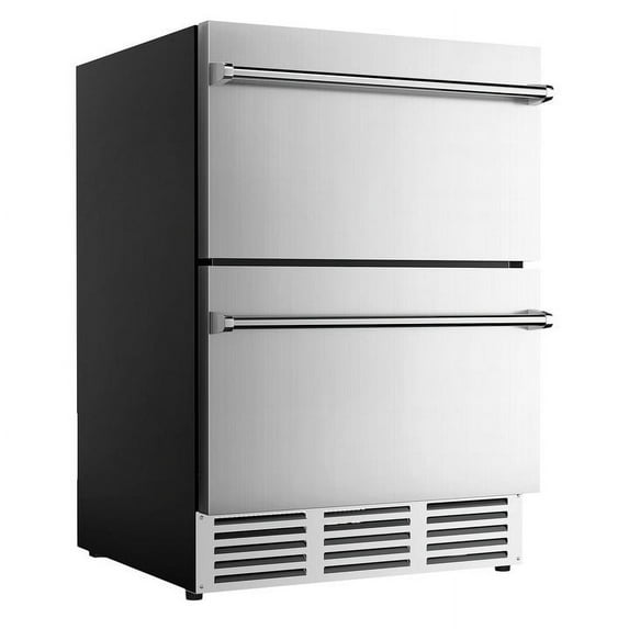 Simzlife 5 Cu.ft. Double Drawer Undercounter Freestanding Stainless Steel Beverage Refrigerator,23.5 in W, 34.3 in H