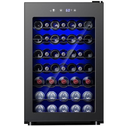 Simzlife 45 Bottles Wine Cooler Refrigerator,Built-in Wine Fridge with Stainless Steel Glass Door, for Home Bar, Kitchen, or Office