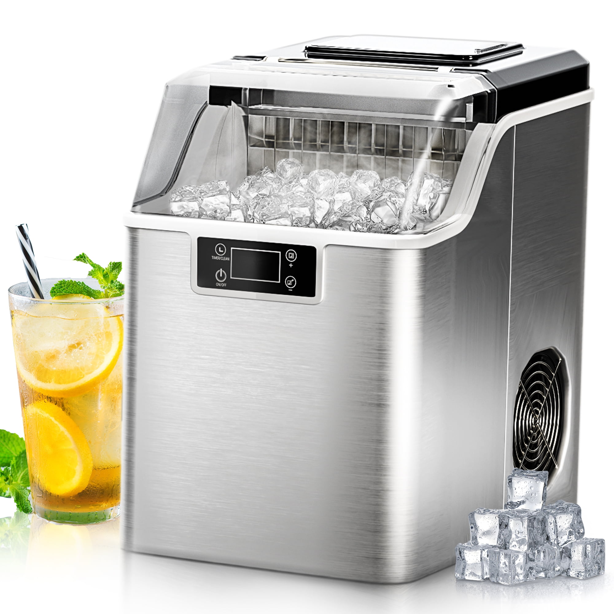 Simzlife 45Lbs/Day Portable Ice Cube Maker Machine Countertop, 2 Ways to  Add Water, 14.17 in W, 14.76 in H