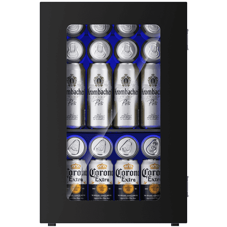 Simzlife 24 Cans Mini Beverage Refrigerator & Portable Wine Cooler Refrigerator with Glass Door, Mini Countertop Wine Fridge for Home/Office/Bar,Black