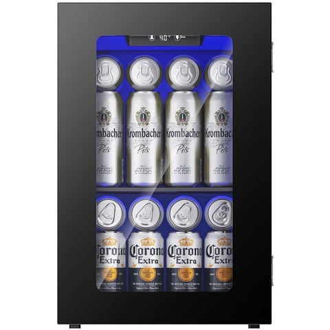 Simzlife 24 Can Mini Beverage Refrigerator, Portable Wine Cooler with Glass Door, Mini Refrigeratorfor Beverage/Wine/Beer,Black