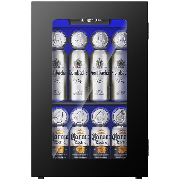Simzlife 24 Cans Mini Beverage Refrigerator & Portable Wine Cooler Refrigerator with Glass Door, Mini Countertop Wine Fridge for Home/Office/Bar,Black