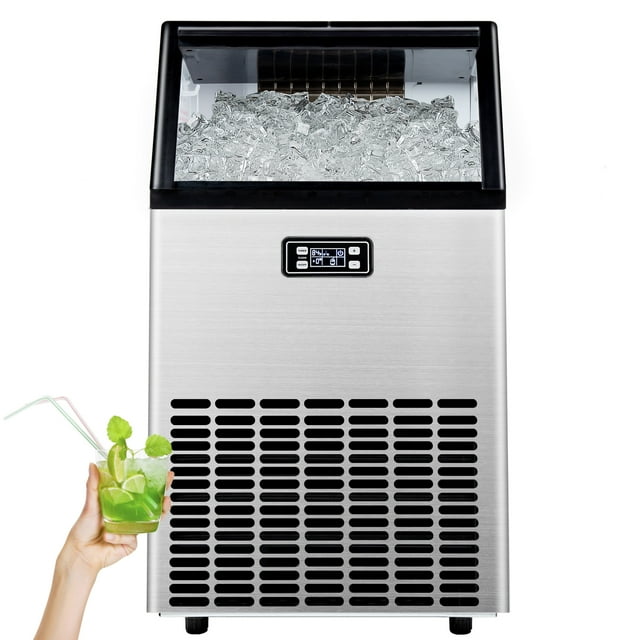 Simzlife 99lbs/24H Commercial Ice Maker Machine, Stainless Steel Under Counter ice Machine,15.55