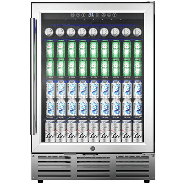 Simzlife Beverage Refrigerator Cooler-180 Cans Freestanding Mini Fridge Cooler with Glass Door, Adjustable Shelves & Digital Temperature Display for Soda, Wine or Beer (silver, 5.3 Cu.Ft)