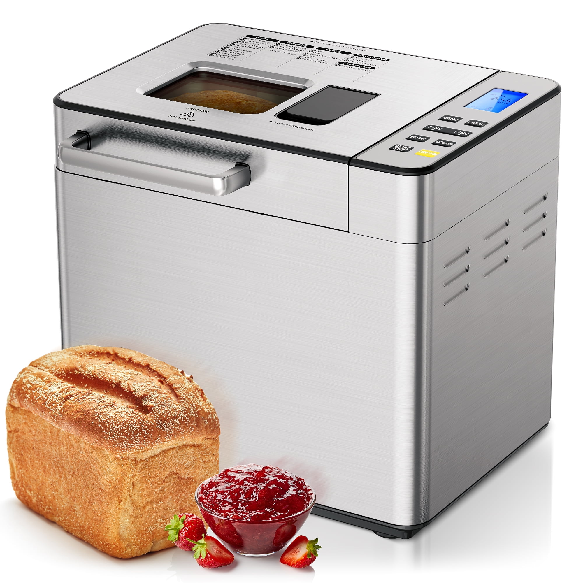 Simzlife 25-in-1 Bread Maker Machine, 2LB Capacity for Dough & Bread with Automatic Fruit and Nut Dispenser, Stainless Steel Construction - Walmart.com