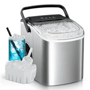 Simzlife Countertop Ice Maker with Handle, 9 bullet ice in 6 Mins, 26Lbs/24H, Self-Cleaning, Portable Ice Maker with Basket and Scoop