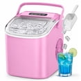 thumbnail image 1 of Simzlife Portable Ice Maker Countertop, 26 lbs/24H, 9 Bullet-Shaped Ice in 6 Min, Self-Cleaning Portable Ice Maker for Kitchen, Home, Office, RV, Pink, 1 of 11