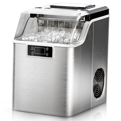Simzlife Countertop Ice Maker Machine 45lbs/24H 24 Crystal-Clear Square Ice Cubes Ready in 9 Mins, One-Touch Self-Cleaning Ice Machine for Home, Kitchen, Office