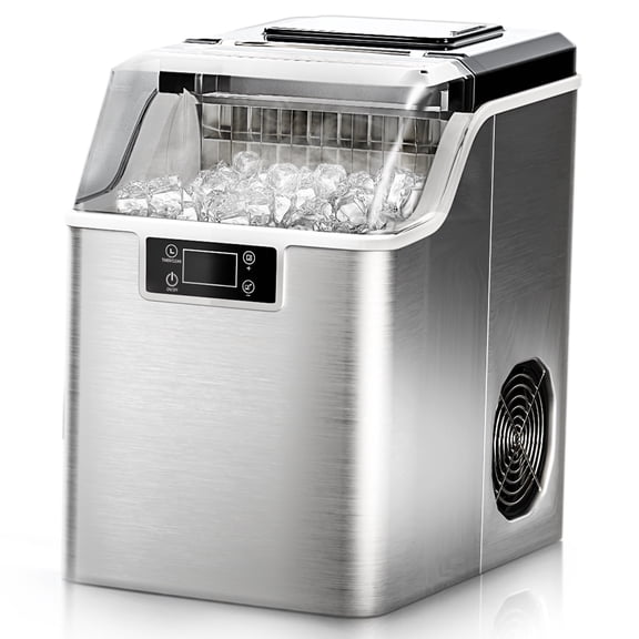 Simzlife Countertop Ice Maker Machine 45lbs/24H 24 Crystal-Clear Square Ice Cubes Ready in 9 Mins, One-Touch Self-Cleaning Ice Machine for Home, Kitchen, Office