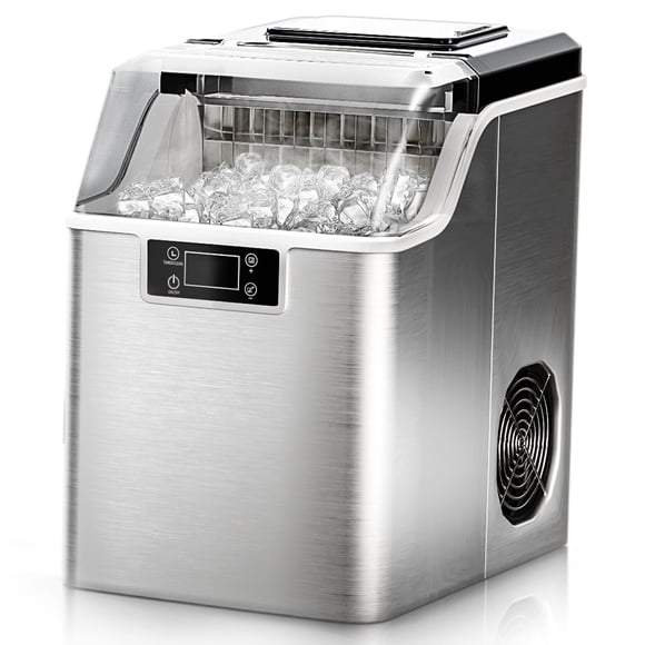 Simzlife Countertop Ice Maker Machine 45lbs/24H 24 Crystal-Clear Square Ice Cubes Ready in 9 Mins, One-Touch Self-Cleaning Ice Machine for Home, Kitchen, Office
