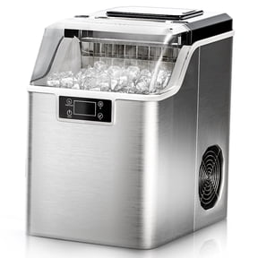 Simzlife Countertop Ice Maker Machine 45lbs/24H 24 Crystal-Clear Square Ice Cubes Ready in 9 Mins, One-Touch Self-Cleaning Ice Machine for Home, Kitchen, Office