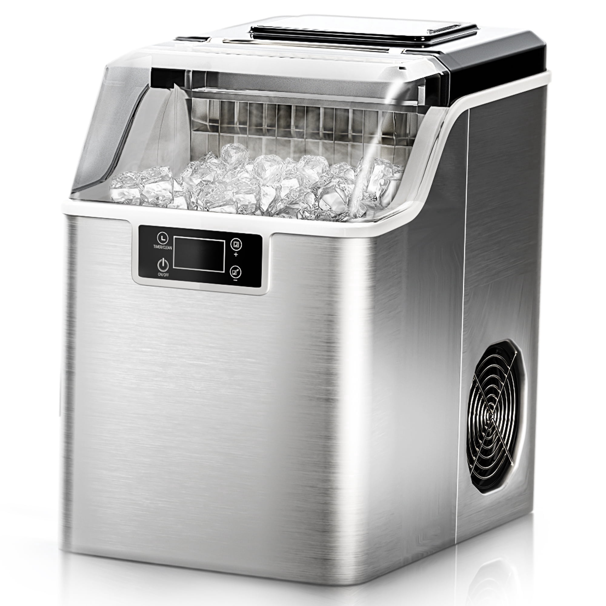 Simzlife Countertop Ice Maker Machine 45lbs/24H 24 Crystal-Clear Square Ice Cubes Ready in 9 Mins, One-Touch Self-Cleaning Ice Machine for Home, Kitchen, Office