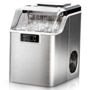 Simzlife Countertop Ice Maker Machine 45lbs/24H 24 Crystal-Clear Square Ice Cubes Ready in 9 Mins, One-Touch Self-Cleaning Ice Machine for Home, Kitchen, Office