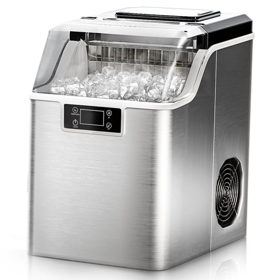 Simzlife Countertop Ice Maker Machine 45lbs/24H 24 Crystal-Clear Square Ice Cubes Ready in 9 Mins, One-Touch Self-Cleaning Ice Machine for Home, Kitchen, Office
