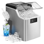 Simzlife Countertop Ice Maker Machine 45lbs/24H 24 Crystal-Clear Square Ice Cubes Ready in 9 Mins, One-Touch Self-Cleaning Ice Machine for Home, Kitchen, Office