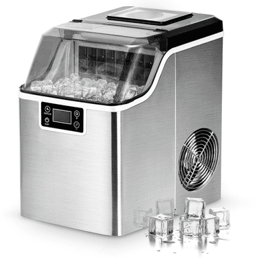 Simzlife Ice Cube Maker Machine Countertop with External Water Tank, 45Lbs/24H, 24Pcs Ready in 13 Mins,Auto-Cleaning,for Home/Kitchen/Office