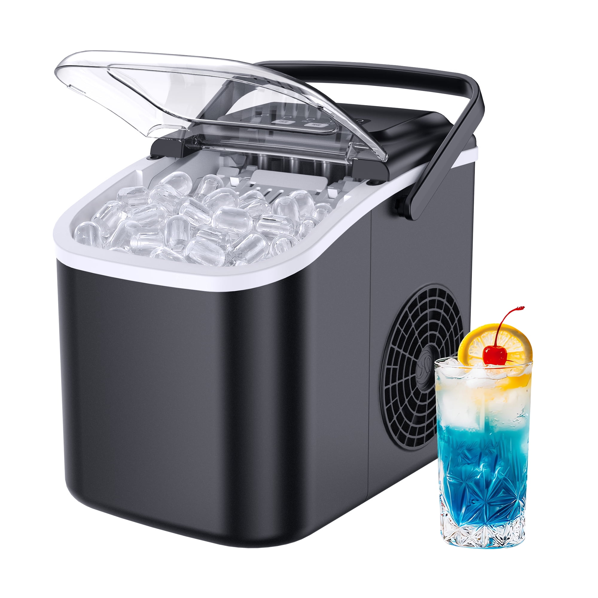 Simzlife Ice Maker Countertop, 8 Cubes Ready in 6 Mins, 26lbs in 24Hrs, Self-Cleaning Ice Machine with Ice