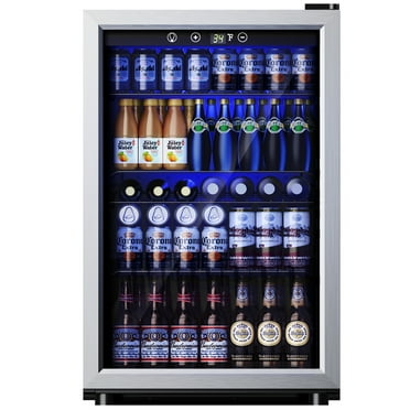 Simzlife 150 Can Beverage Refrigerator Cooler, 4.5 Cu.Ft Drink Fridge for Soda Wine Beer, Adjustable Temperature Control for Home Office, Silver